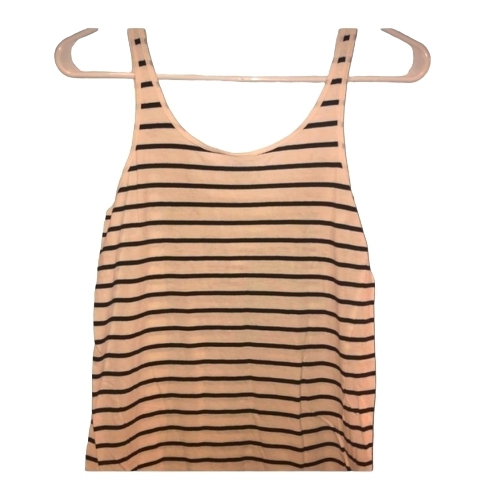 Divided size 8 tank top. Black and white stripes